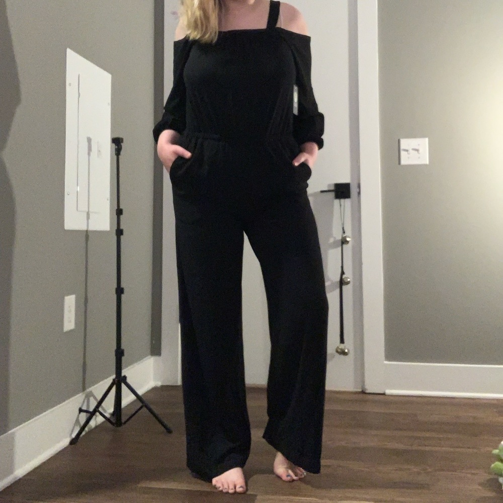Vince Camuto Off the Shoulder Black Jumpsuit